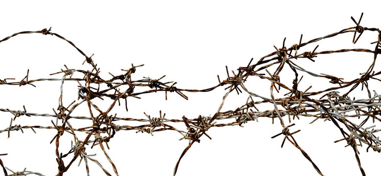 messy rusty barbed wire isolated border - Powered by Adobe
