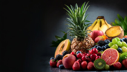 Colorful mix of tropical fruits in a basket showcasing exotic flavors concept food photography tropical fruits exotic flavors colorful food presentation fresh produce
