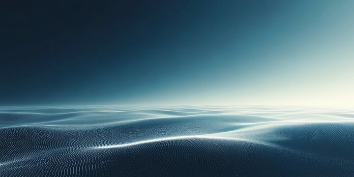 Abstract Blue Light Waves on Dark Gradient Background for Technology and Digital Design
