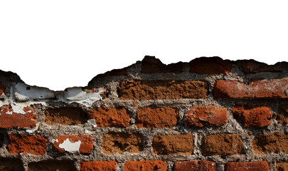 broken brick wall border isolated background