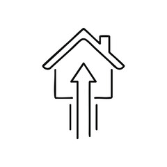 Home Value Growth. This visual signifies rising property worth and real estate prosperity. It symbolizes upward trends and successful investments in dwellings.