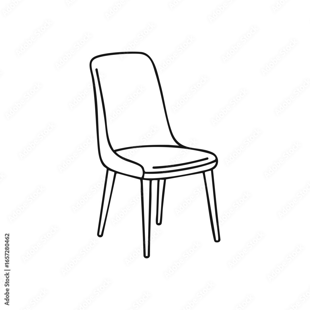 Poster modern white chair silhouette icon. a minimalist vector graphic of a sleek seating fixture on a deep