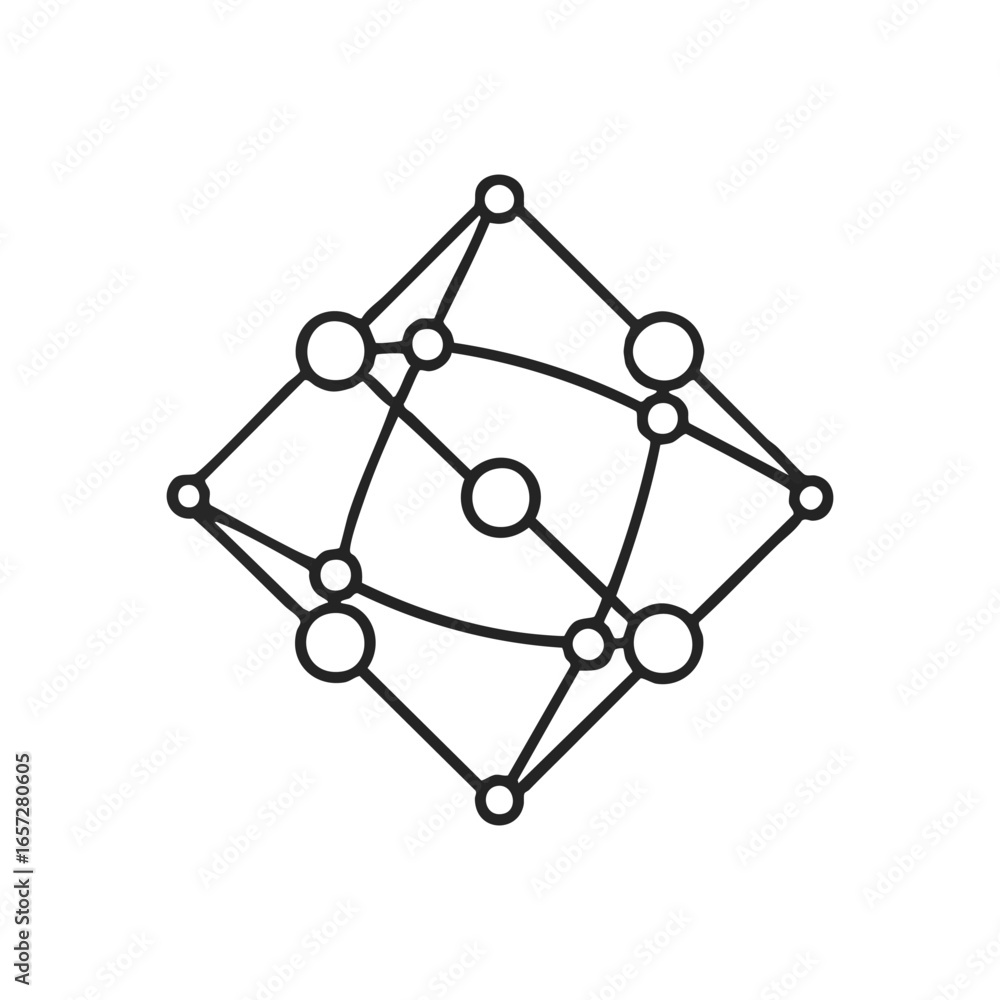 Aufkleber interconnected network icon design. minimalist geometric visual of a structured data system. represe