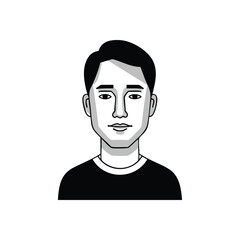 Minimalist Male Face Portrait. Clean vector illustration of a man's head, representing universal identity and modern graphic design. Isolated on a dark backdrop.
