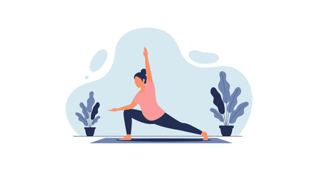 Woman practicing yoga on a mat, demonstrating flexibility and balance in a calm, modern setting. Ideal for wellness, health, and lifestyle concepts.