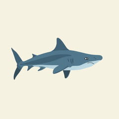 Naklejka premium A stylized illustration of a shark, depicted in a flat, minimalist design against a neutral background.