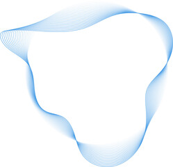 Circle round liquid shape with blue gradient line. Design element