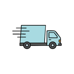 Speedy Delivery Truck Graphic. Minimalist illustration of a swift transport vehicle, perfect for logistics, e-commerce, or urgent shipping. Represents speed and reliability.