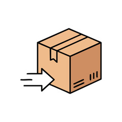 Inbound Package Delivery Icon. Graphic depicting an arriving parcel with an arrow, symbolizing receipt and import of goods for shipping or logistics processes.