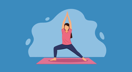 A woman practicing yoga on a mat, demonstrating flexibility and balance. Ideal for health, wellness, and fitness concepts.