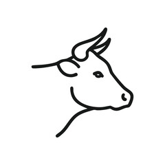 Modern Bull Head Profile. Elegant line art depicts an ox. Perfect for logos, branding, or symbolizing strength, power, determination, and financial growth. Minimalist design.