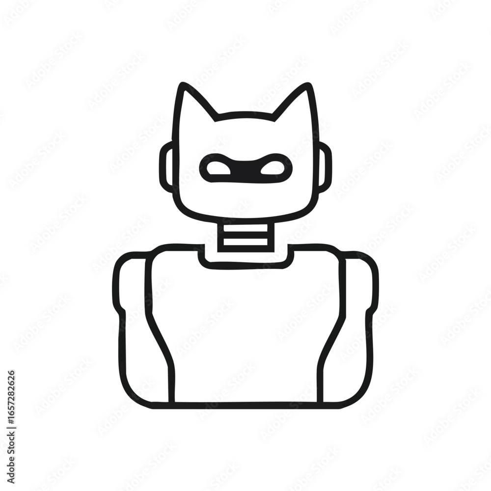Aufkleber enigmatic robot cat avatar. a sleek digital droid with feline ears and a mysterious mask. this futur