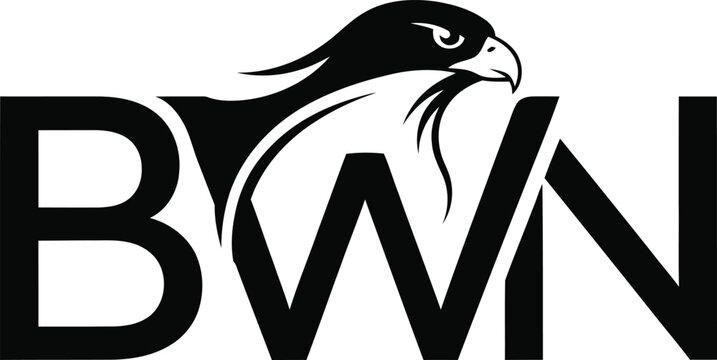 Bwn logo featuring a stylized hawk head