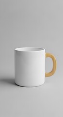 Fototapeta premium Vertical Portrait Wallpaper Minimalist White Mug with Wooden Handle