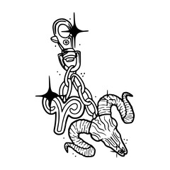 Aries zodiac keychain vector design
