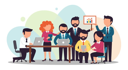 Diverse business team collaborating in an office meeting, discussing strategy and growth. Ideal for corporate success, teamwork, and professional development concepts.