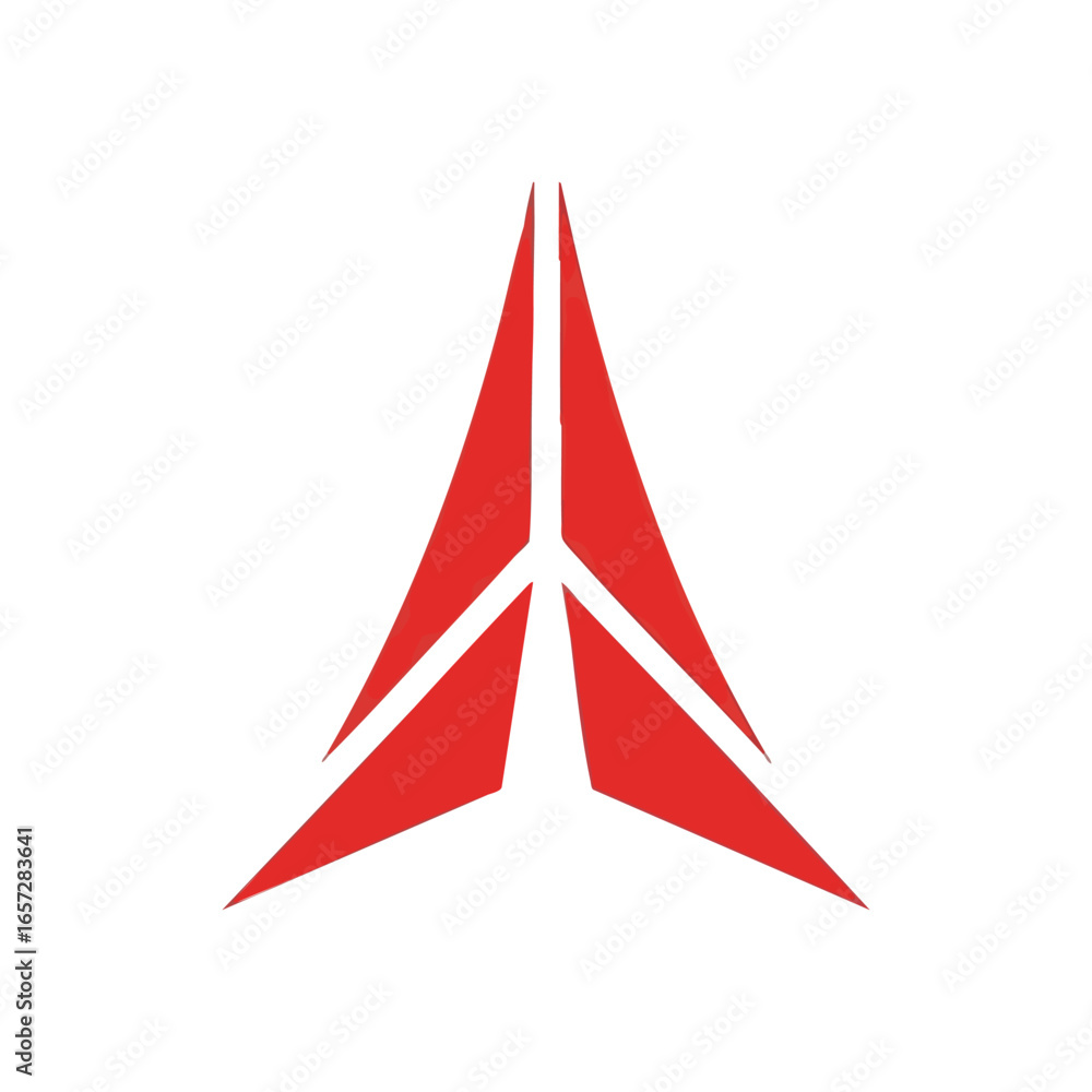 Aufkleber sleek red forward arrow icon. this polished crimson geometric emblem conveys progress, aspiration, a