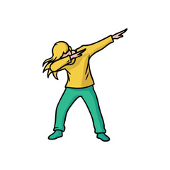 Youthful Dab Gesture Artwork. Dynamic graphic of a person executing the iconic dab. This trendy pose symbolizes triumph, excitement, and modern digital expression.