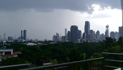 Obraz premium City skyline viewed from a high vantage point.