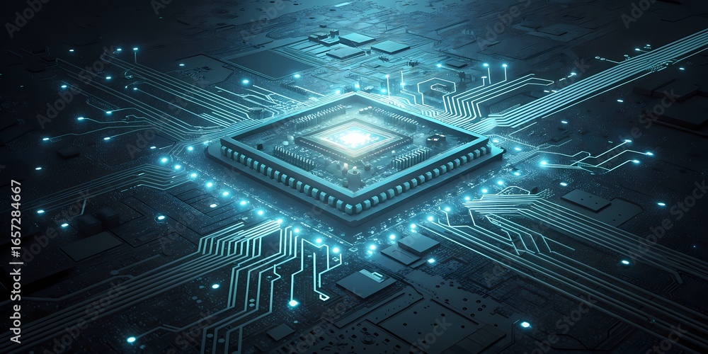 Aufkleber high tech processor chipset with virtual electric connections and advanced computer circuit design