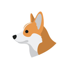 Obraz premium Cute Corgi Dog Profile. This charming illustration depicts a delightful Welsh canine from the side. Its vibrant fur tones suggest warmth and loyalty, ideal for pet themes.