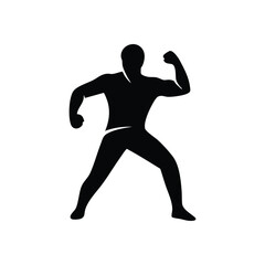 Powerful Human Silhouette. A dark human outline in a strong, commanding position, embodying resilience and determination against a somber backdrop.