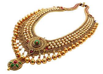 Haar (Indian long necklace) isolated on white background