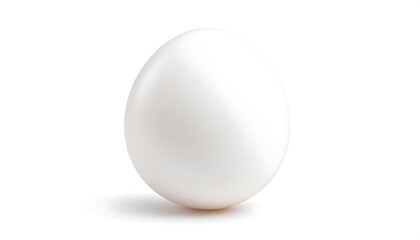 A single, perfectly round, white egg is centered against a plain white background.