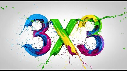 Vibrant Liquid Paint Forms a Dynamic 3X3 Symbol in an Energetic, Colorful Splash - Powered by Adobe