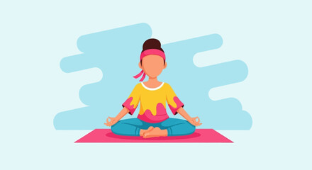 Person meditating in lotus pose on a yoga mat, symbolizing peace, mindfulness, and wellness. Ideal for health, lifestyle, and mental well-being content.
