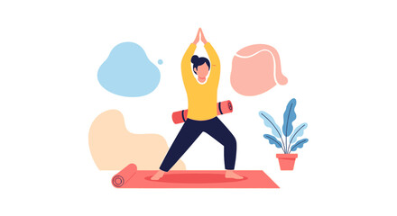 Person performing a yoga pose on a mat, symbolizing wellness, fitness, and a balanced lifestyle. Ideal for health and exercise themes.