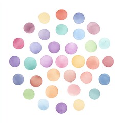 Fototapeta premium Watercolor Pastel Circles A Delightful Abstract Design of Softly Colored Circles on a White Background