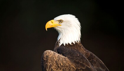 Fototapeta premium Close-up of a bald eagle in profile view.