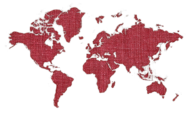 World map, maroon, textured