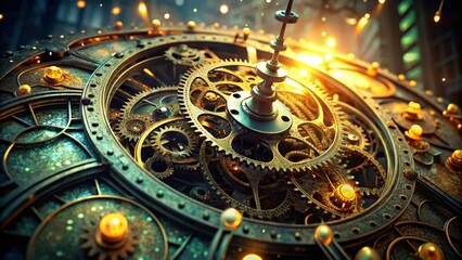Intricate Steampunk Clockwork Mechanism
