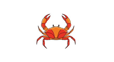 Vibrant and Detailed Crab Illustration with Symmetrical Design for Educational Materials and Seafood Promotion Projects, Ideal for Children's Books and Restaurant Menus