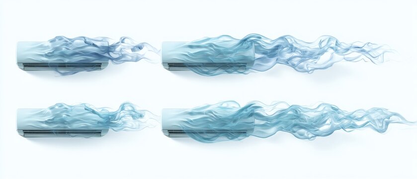 Air conditioning units with blue vapor streams