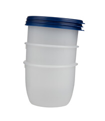 Stackable plastic boxes cut out isolated transparent background