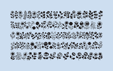 Obraz premium Seamless decorative floral borders with repeating patterns of flowers and leaves