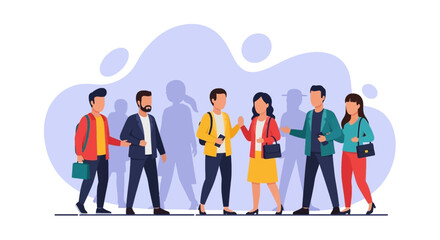 Diverse group of young adults walking and interacting, representing community, social connection, and contemporary lifestyle.