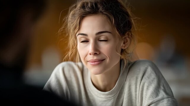 Professional Woman Listens Attentively and Smiles