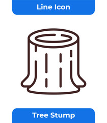 Tree Stump Icon, Wood and Forest Element, Cut Trunk and Autumn Object, Rustic and Nature Symbol, Simple Lineal Vector Illustration