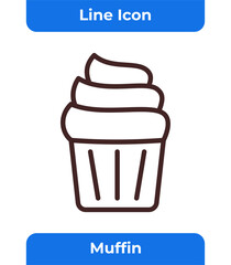 Muffin Icon, Bakery and Sweet Dessert, Chocolate and Pastry Food, Breakfast and Snack Symbol, Simple Lineal Vector Illustration
