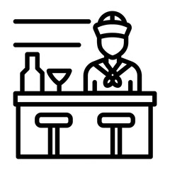 cruise ship Line Icon