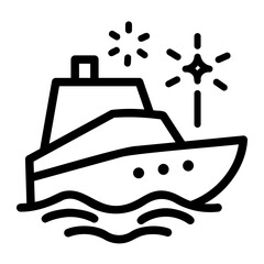 cruise ship Line Icon