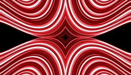 A symmetrical pattern of vibrant red and white curving lines creates a dynamic and visually captivating design.