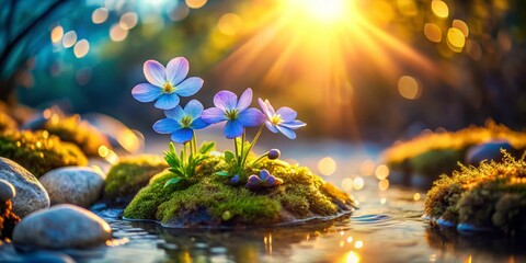 Spring Flowers in a Stream