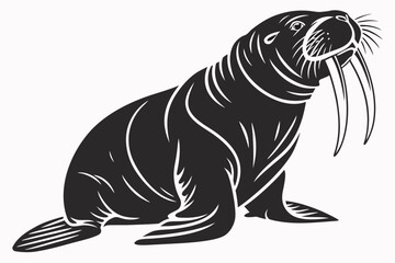 Walrus animal sihouette black vector