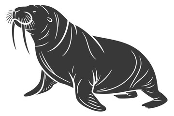 Walrus animal sihouette black vector