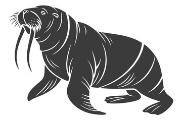Walrus animal sihouette black vector